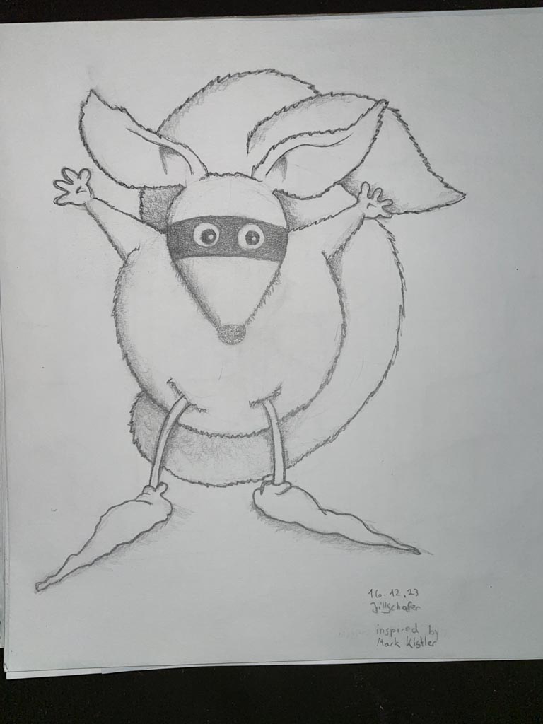 Ninja Eichhörnchen als Bleistiftzeichnung
