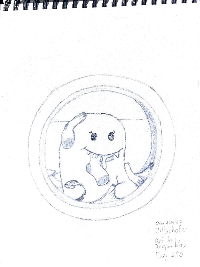 Eine Comic Socke in der Waschmaschine